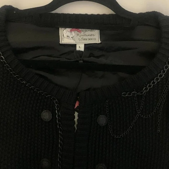 YOANA BARASCHI Black Knit Chain Cardigan Sweater - NWT - Picture 3 of 16